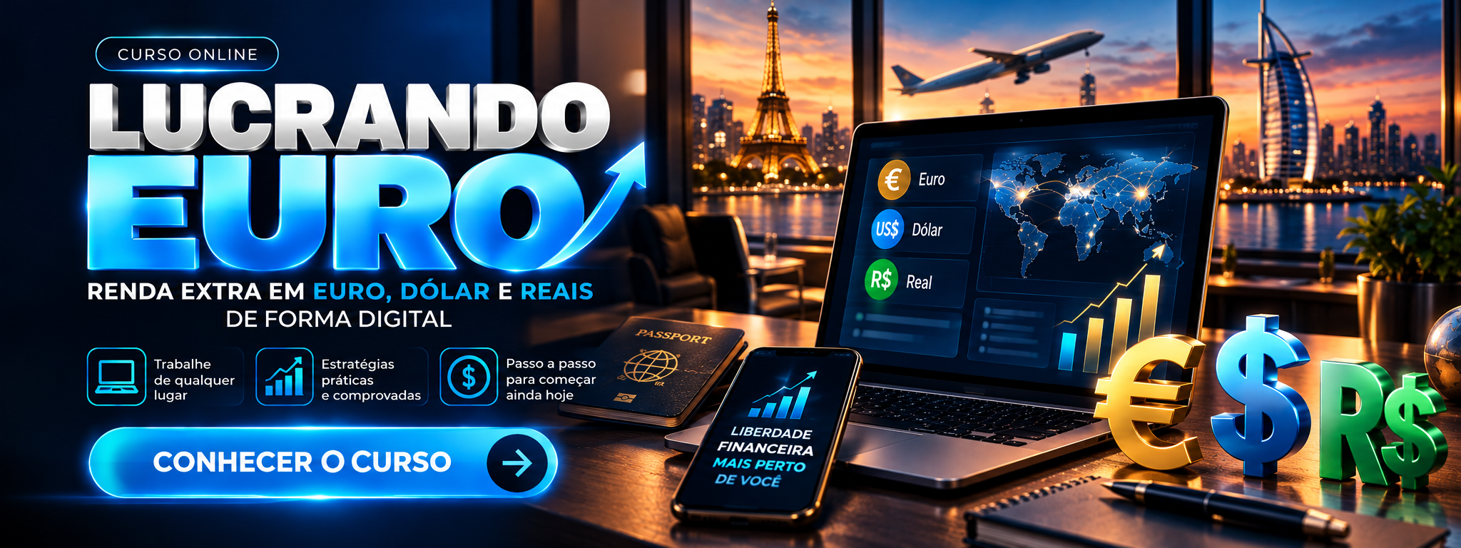 Banner original do curso Lucrando Euro